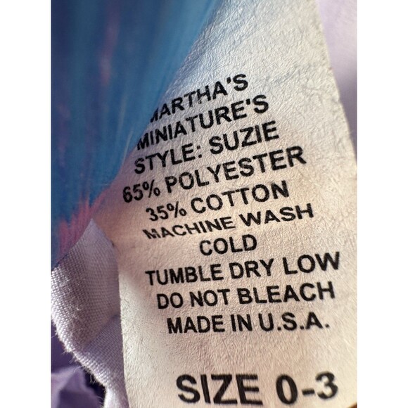 Vintage Martha’s Miniatures Baby Dress 0-3 Months Lavender Ruffles + Bell –Rare! - Picture 14 of 14
